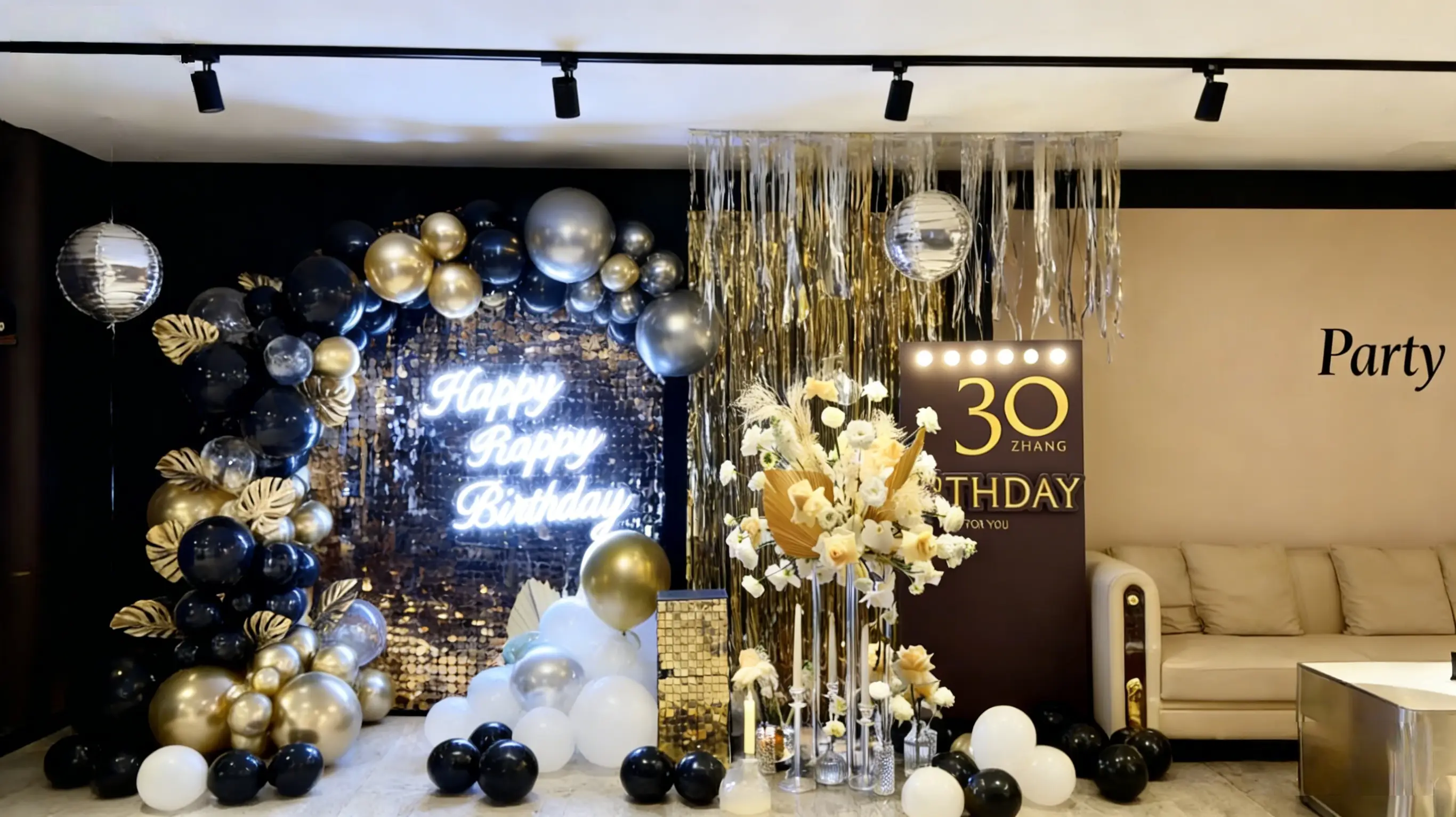 Luxury Birthday Party with Chrome Balloons